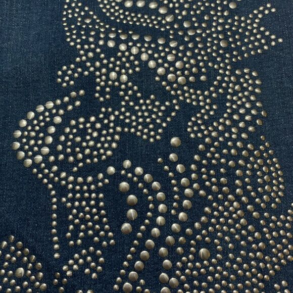 CATHERINE MALANDRINO Flare Leg Studded Denim Jeans Women's Mid Rise Size 8 - Picture 4 of 7